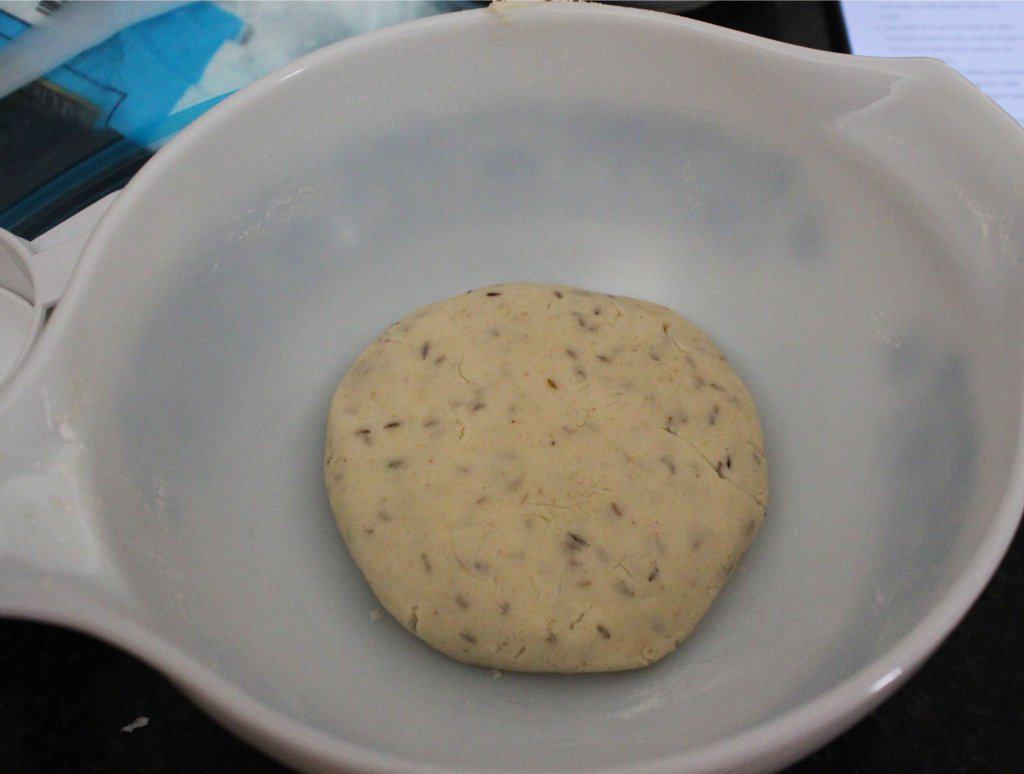 making the dough for the shortbread cookies