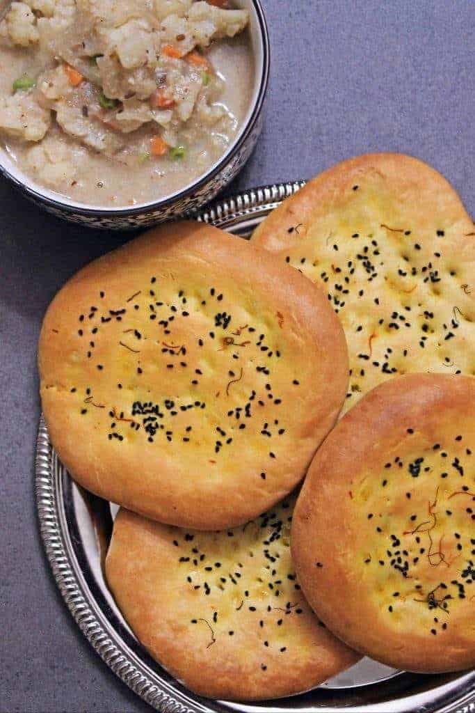 Taftan Bread |with subzi in background