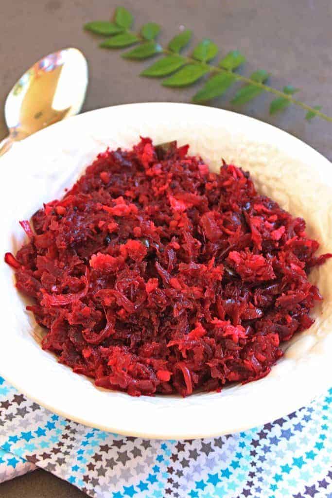 Beetroot Poriyal with Onion final product
