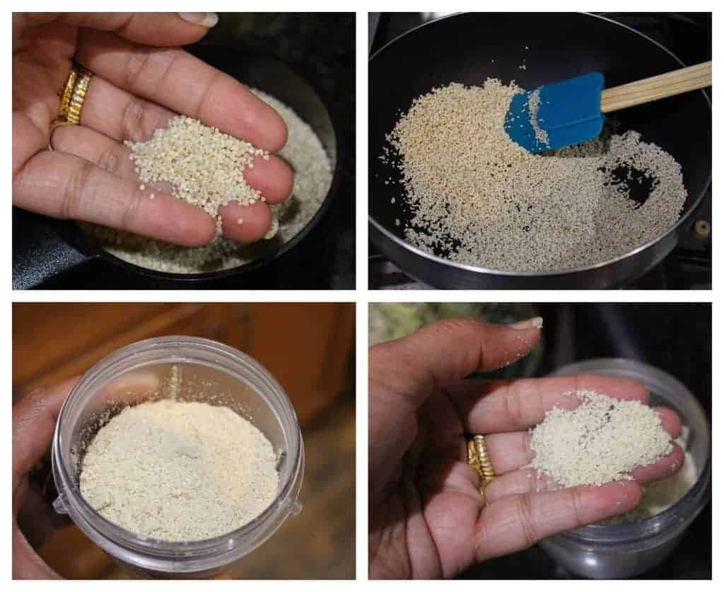 Roasting and grinding millet