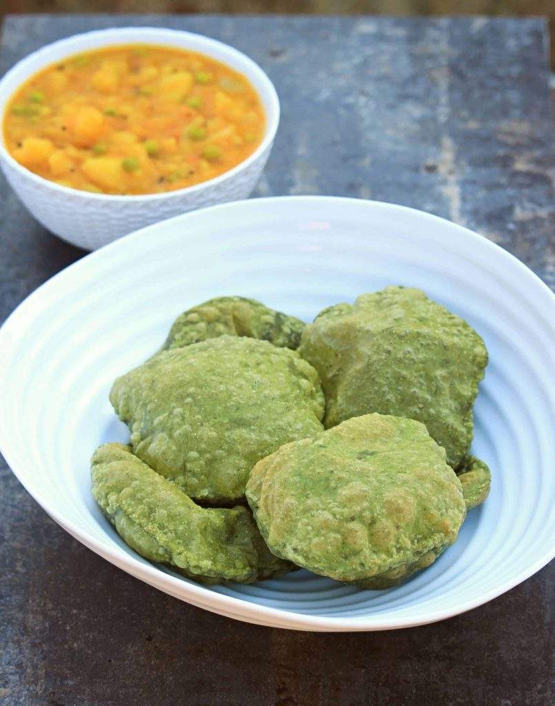 Palak Puri | Spinach Poori | Deep Fried Spinach Flatbread - My Cooking ...