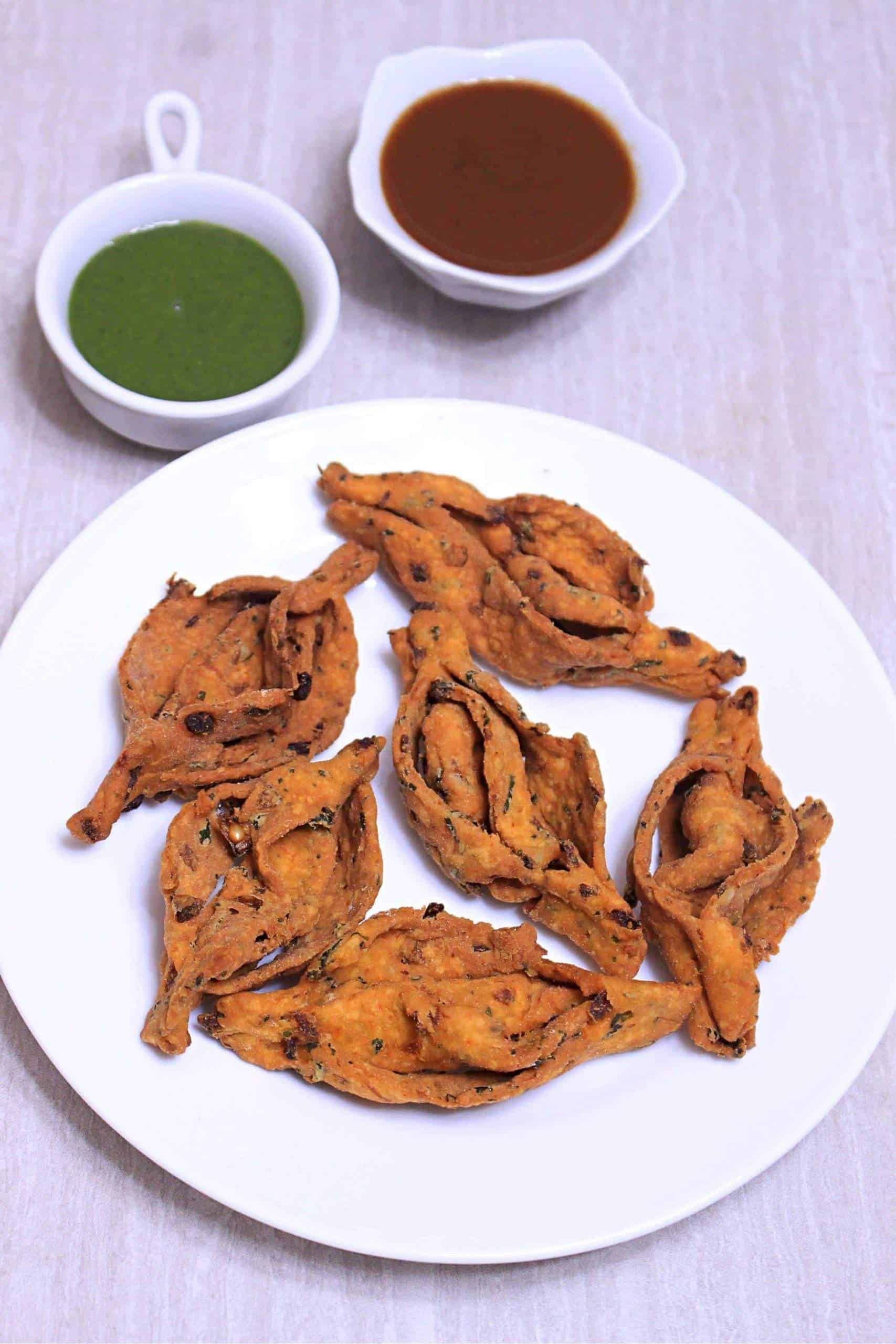Assamese Star Fruit Shaped Snack with dipping sauce