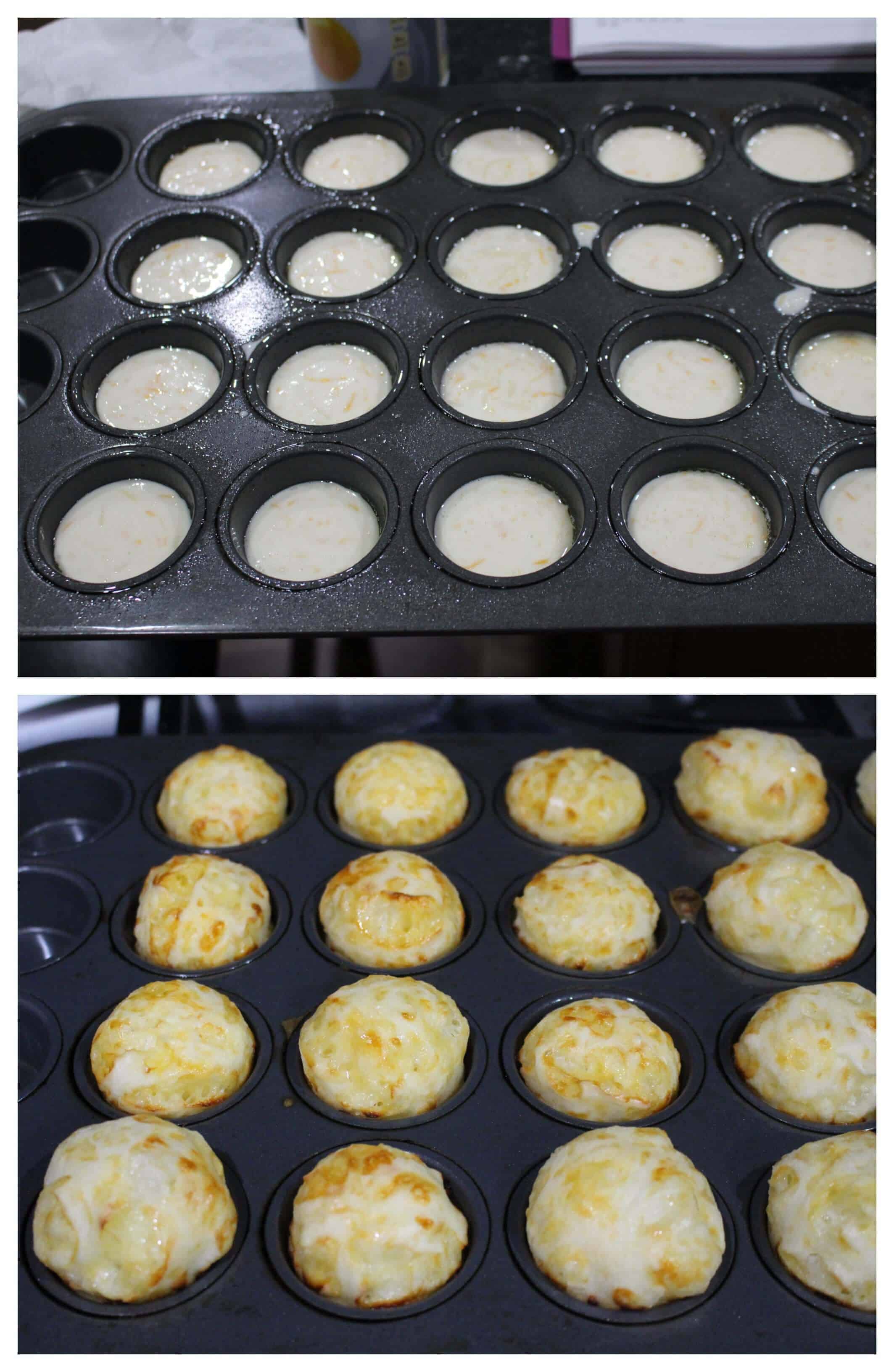 batter filled in muffin tin and then baked