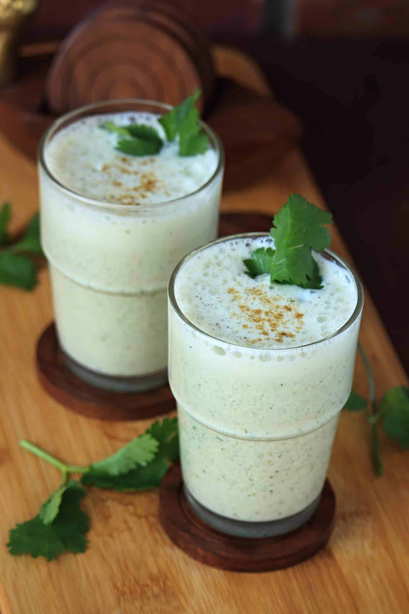 Masala Chaas in two glass cups