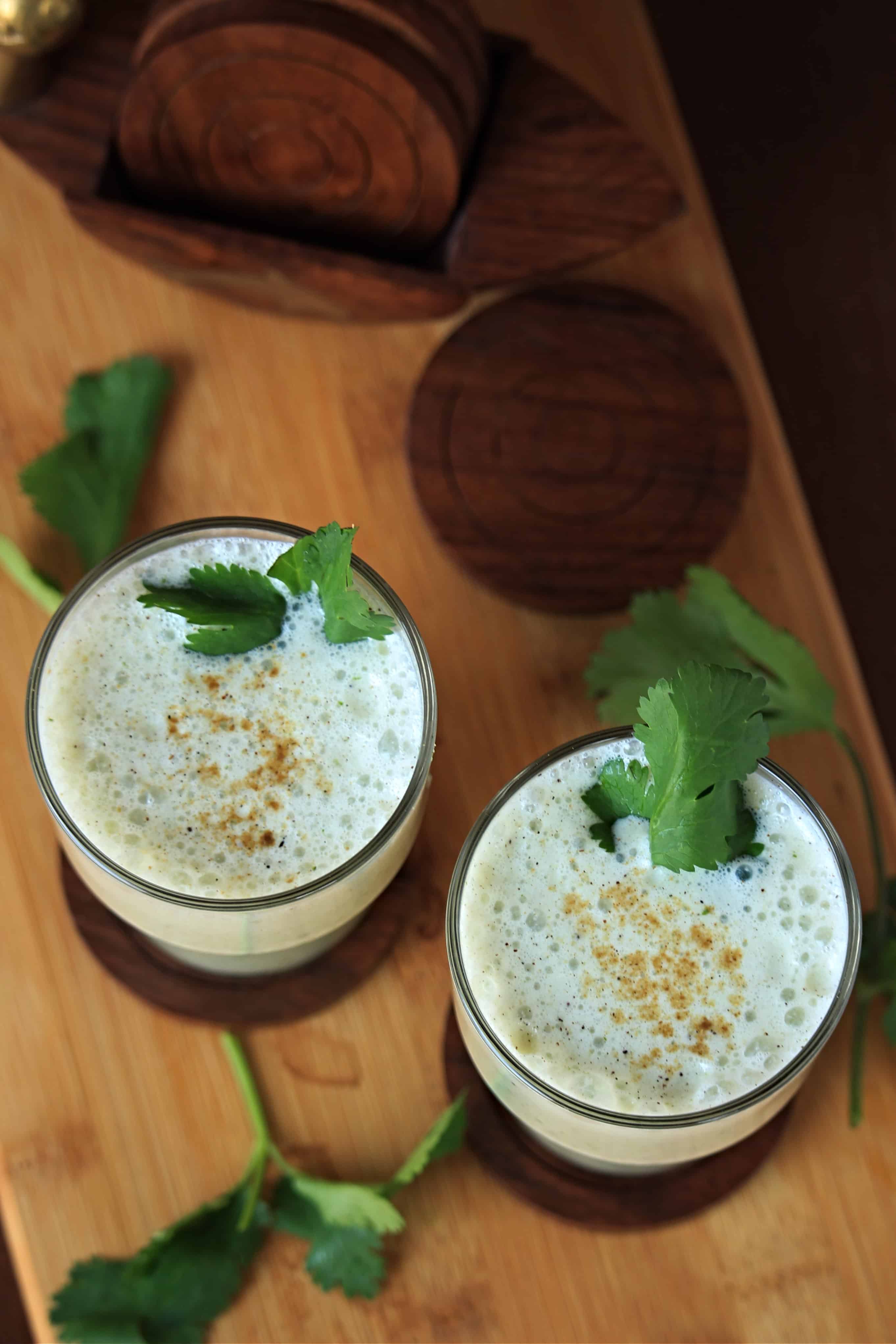 Spiced Buttermilk with cilantro on top