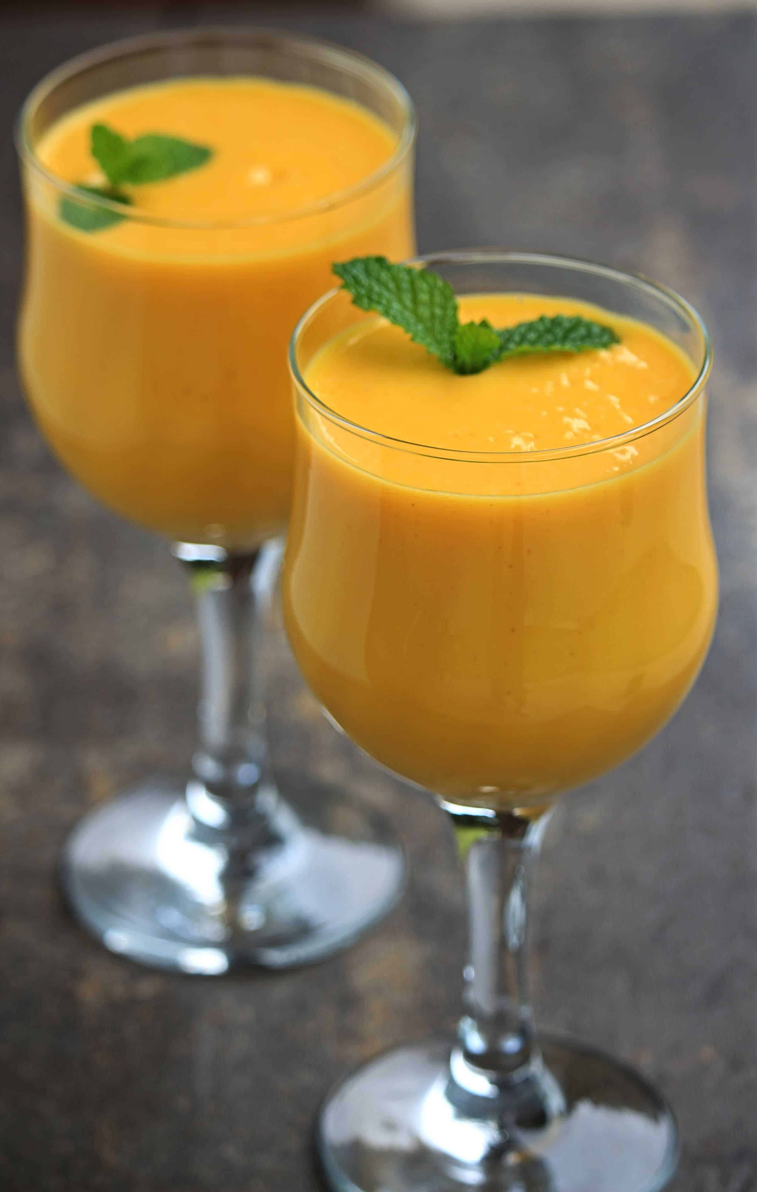  Mango Lassi side view with mint garnish