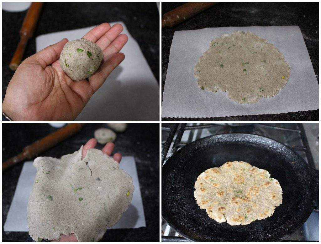 Rolling and cooking the buckwheat paratha