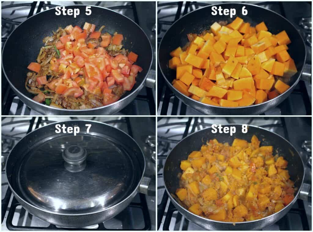 Step by step process to make Kaddu ki subzi