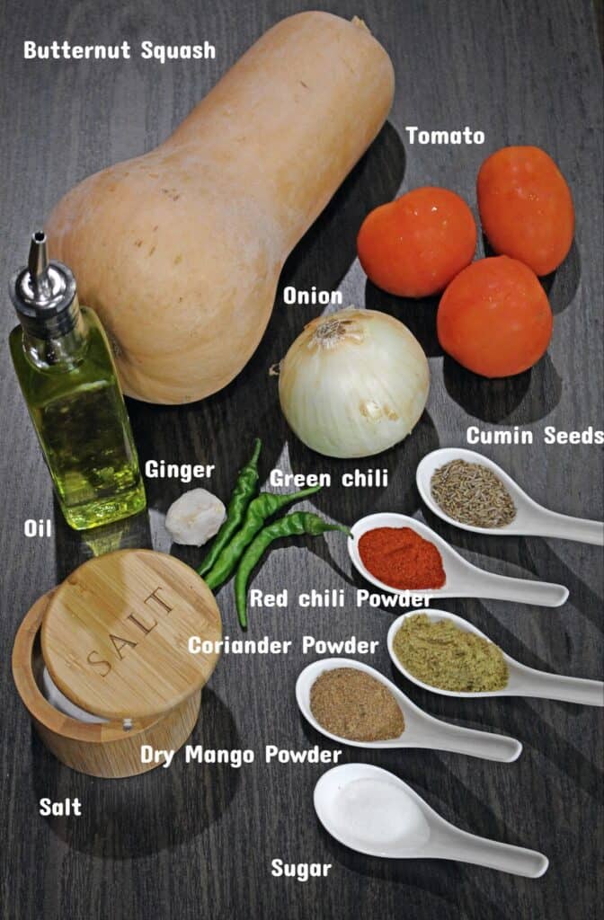 Ingredients needed to make Butternut squash curry
