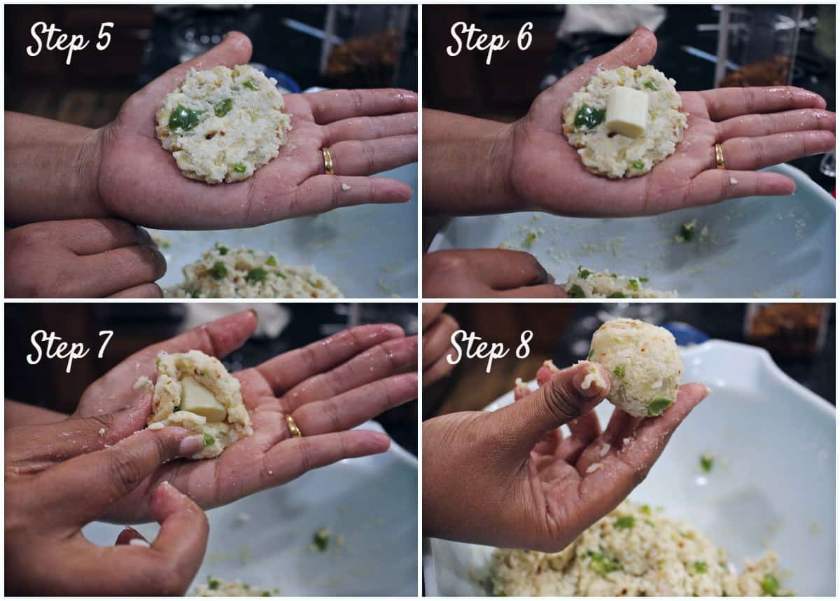 Process shot to shape the rice balls