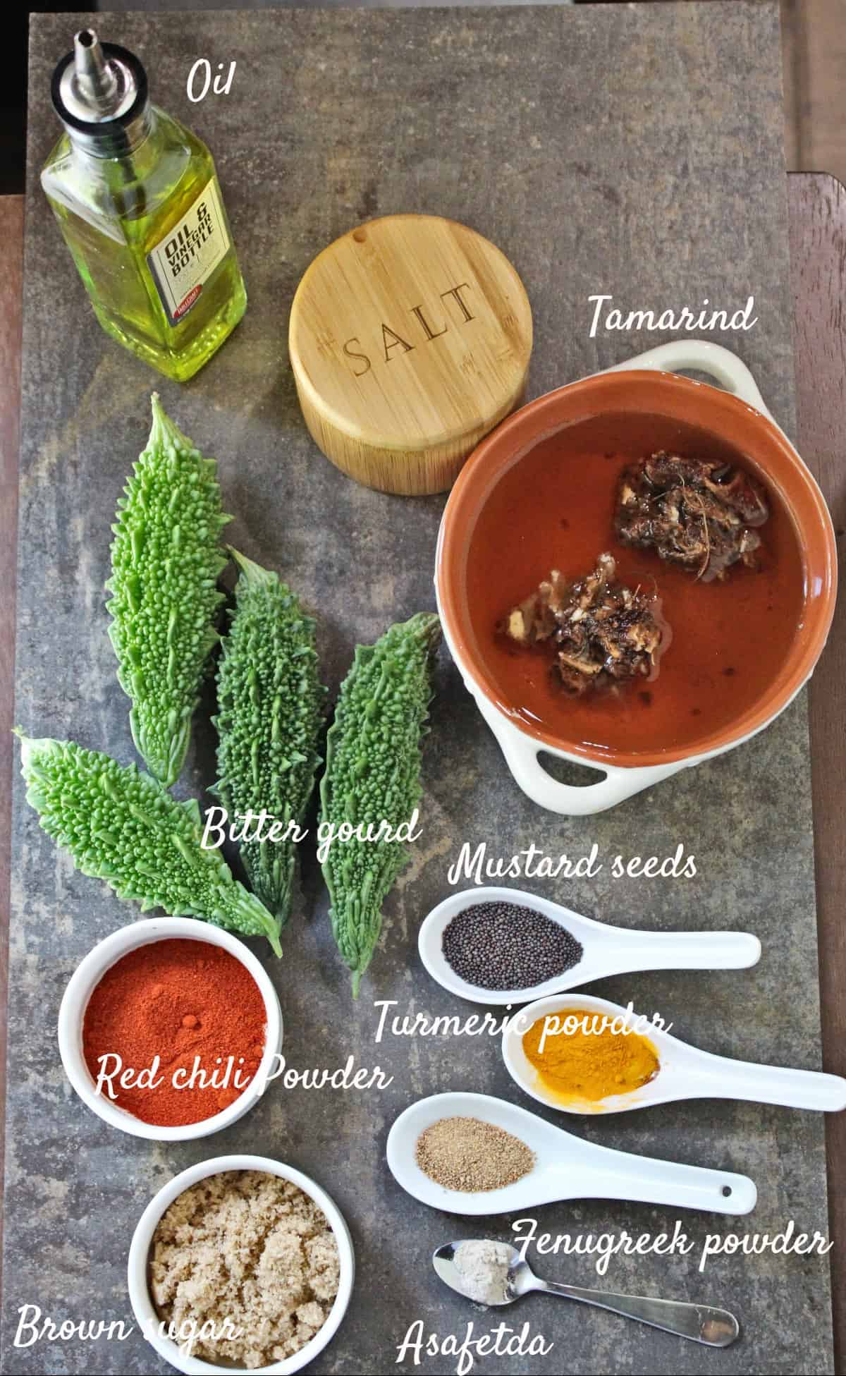 Ingredients shot for bitter gourd pickle