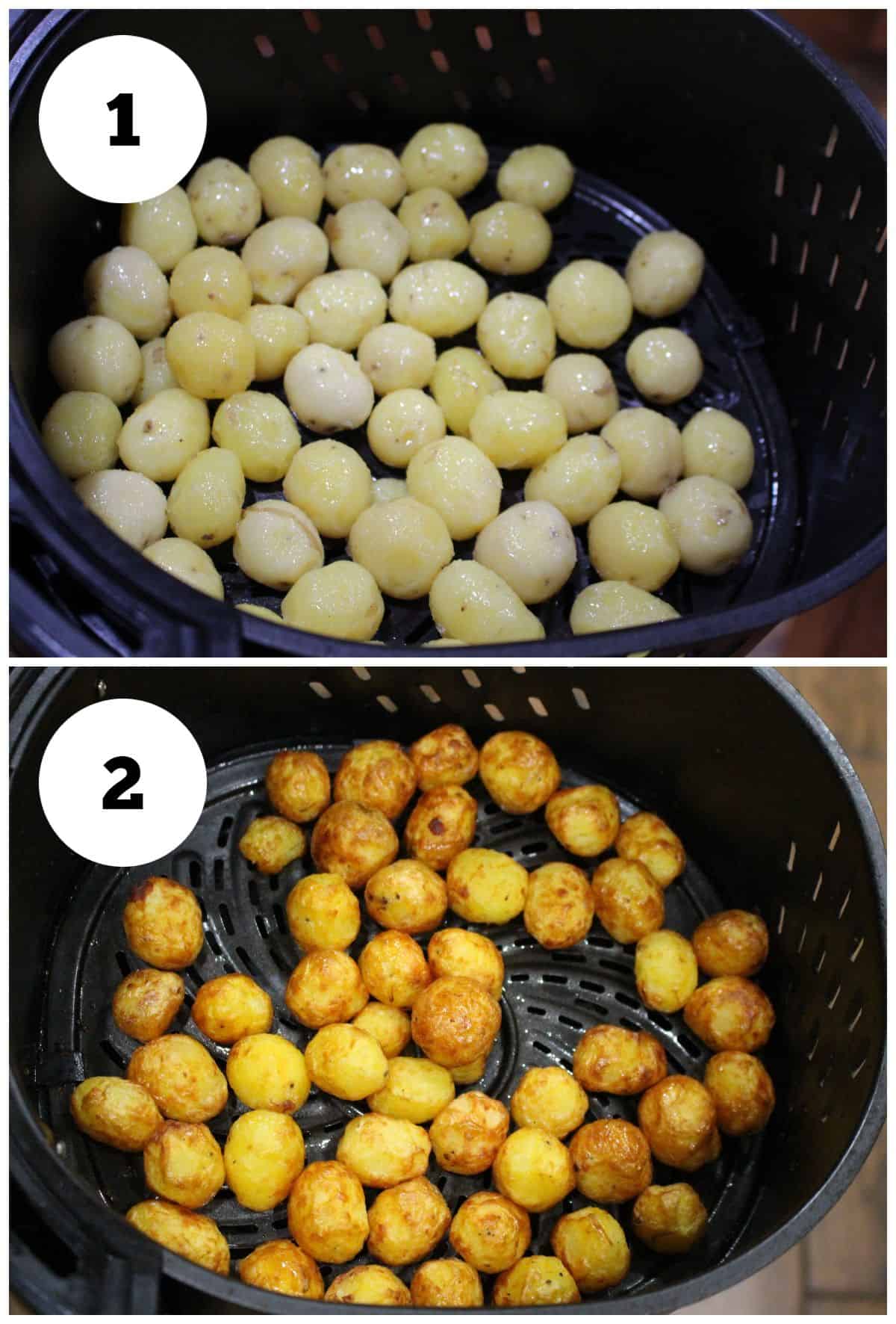 baby potatoes in air fryer basket