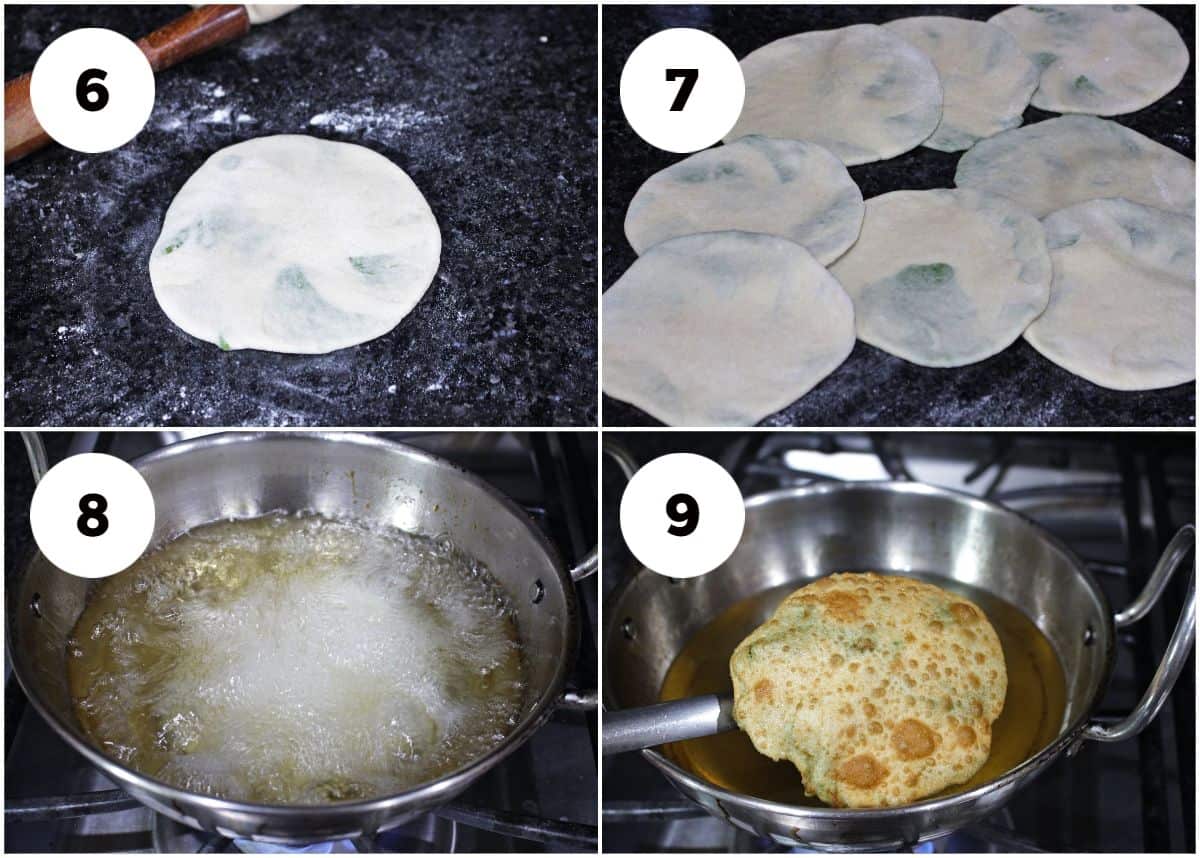 Process shot to roll and fry the kachori