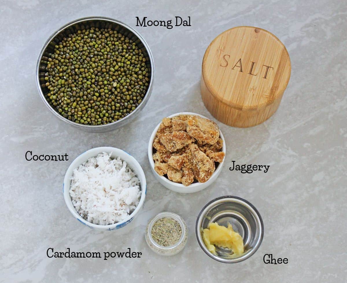 Ingredients listed for Moong dal sweet sundal