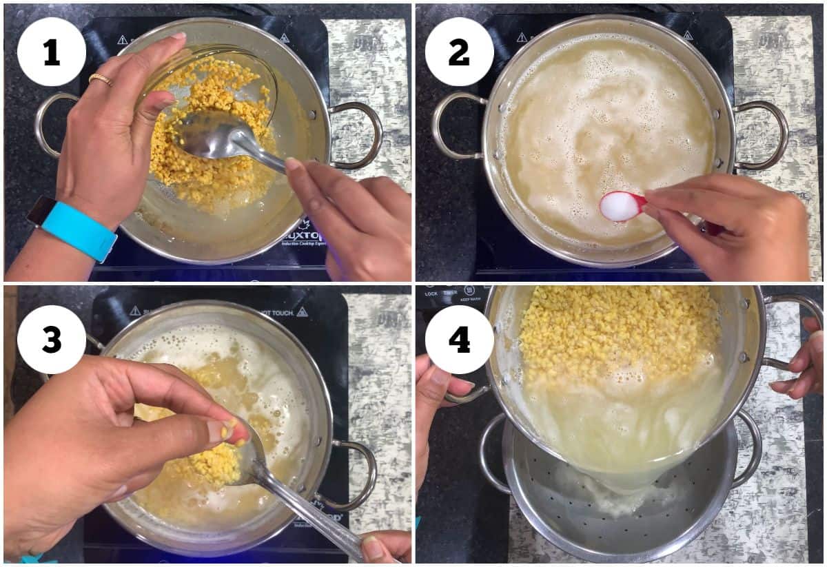 Process shot to cook lentil to make sundal