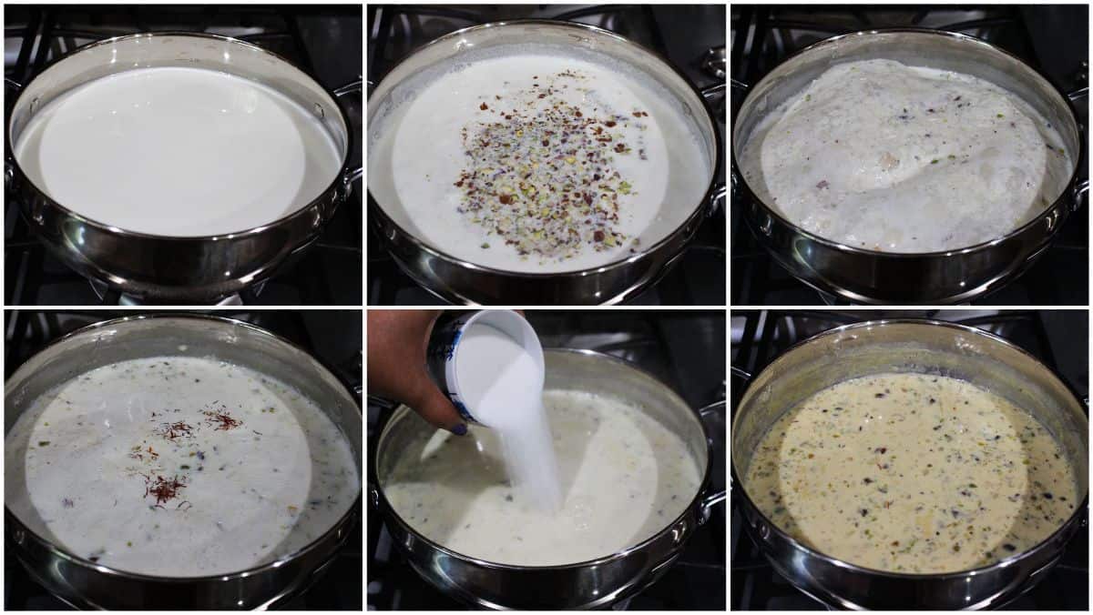 Process shot to make Basundi dessert