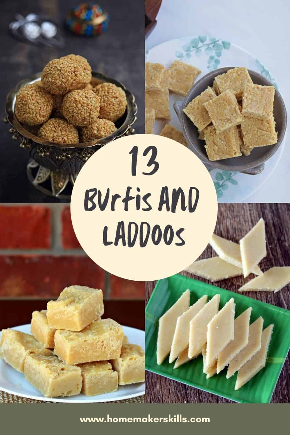 Laddoo and burfi collage for festival