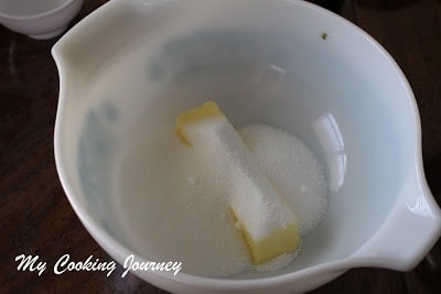Sugar and butter in a bowl
