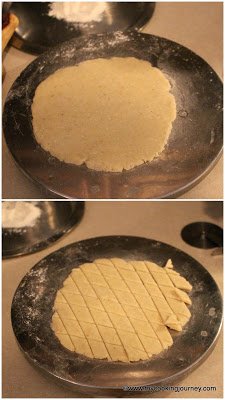 Cutting dough in diamond shape