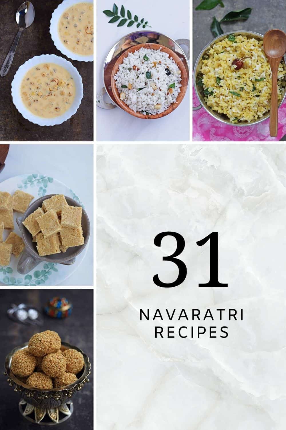 Collage of different recipes to make for Navaratri festival