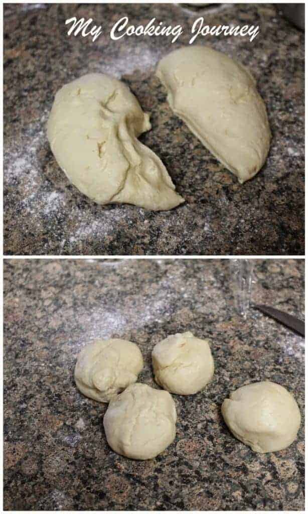 Dough is divided and shaped like a ball