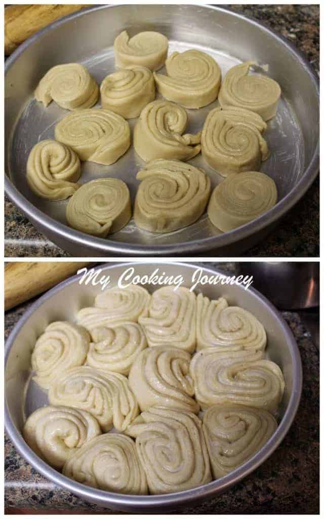 Swirl dough in a tin and rised
