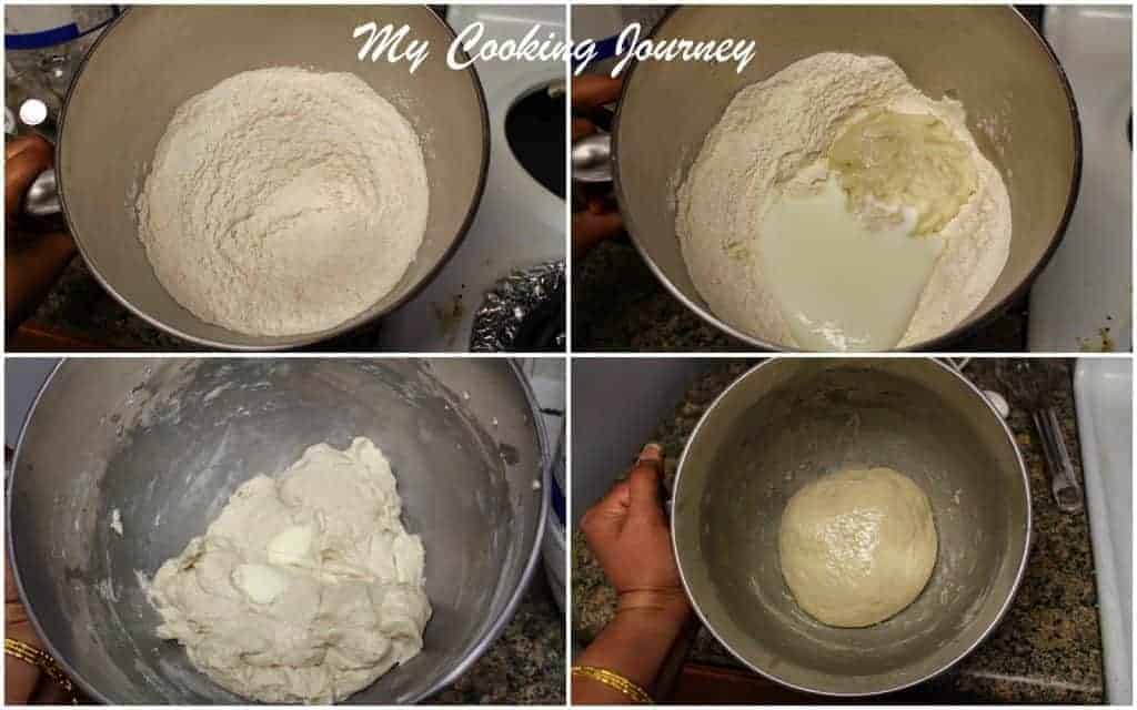 Mixing the dry ingredients and making dough