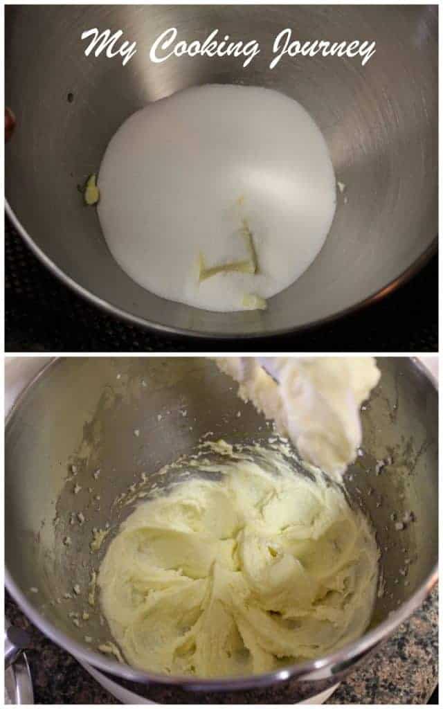 Mixing the sugar, butter in a bowl