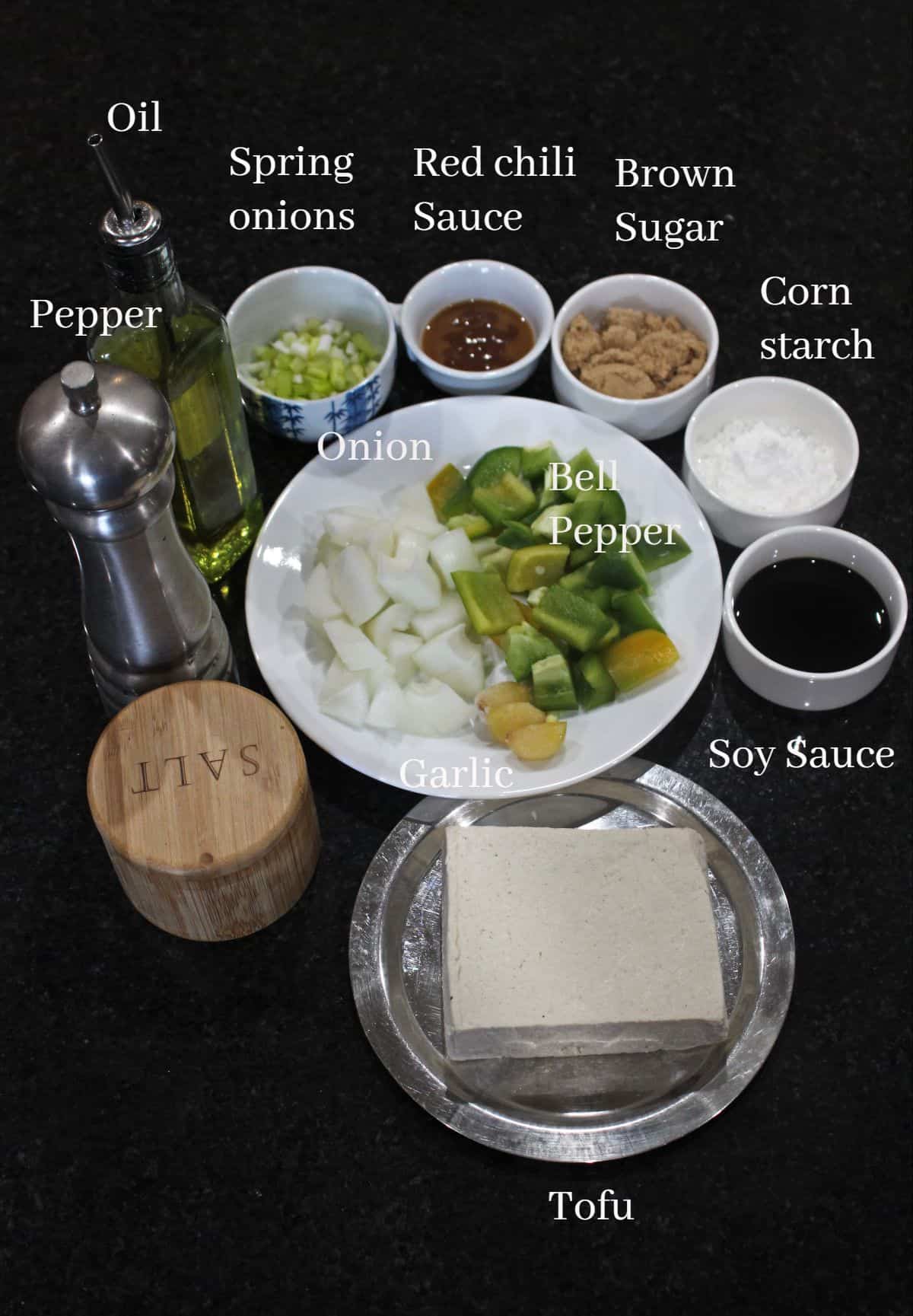 Ingredients needed to make tofu stir fry