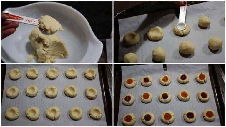Shaping and filling the dough with jam