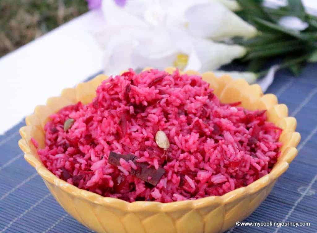 Rice of Beetroot in a Bowl