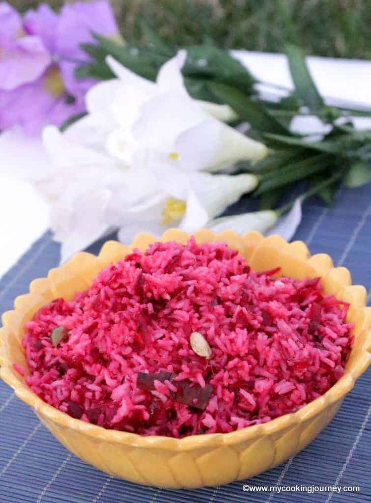 Beetroot Rice in a Bowl