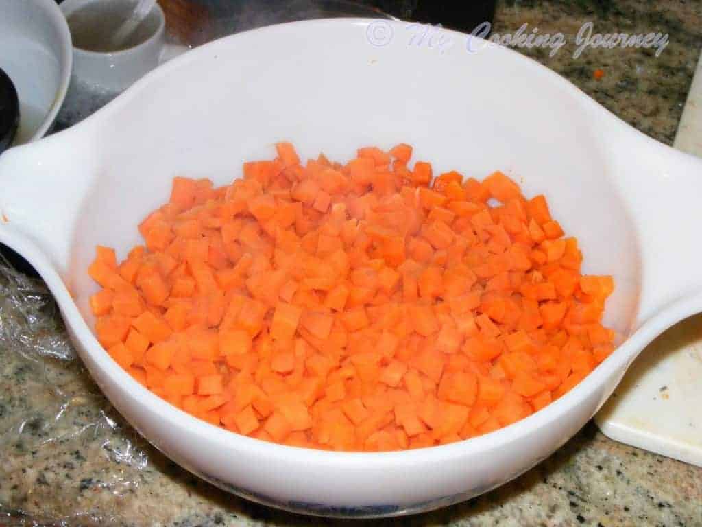 Chopped Carrot in a bowl