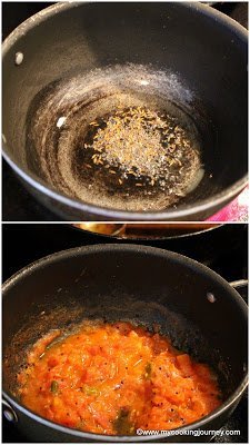 seasoning and frying the tomatoes