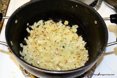 Cooking the Mooli in a Pan