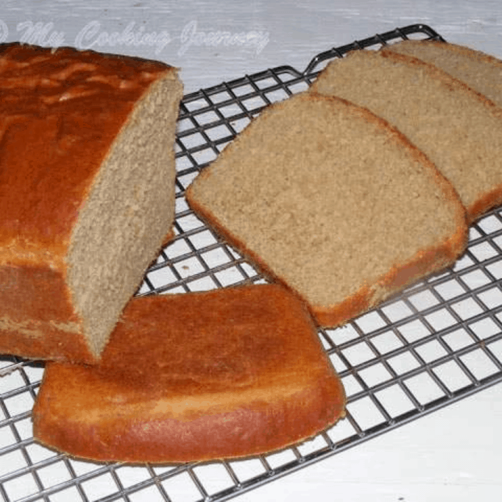 Whole Wheat Sandwich Bread on a wire rack