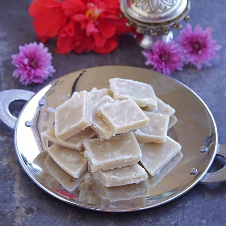 Maida Burfi on a plate - Featured Image