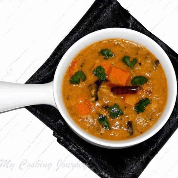 Pondicherry Sambar in a white bowl - Feature Image