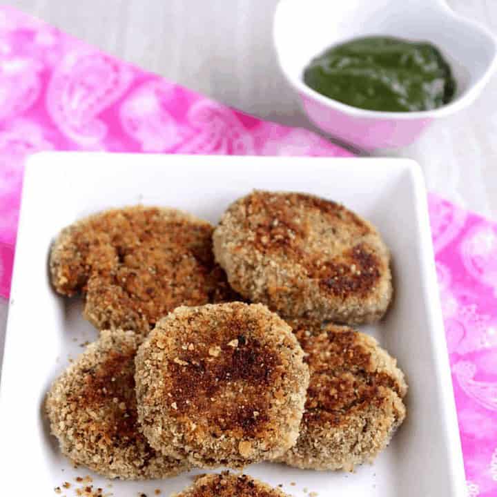 Baked Quinoa Vegetable Cutlet in a white plate - Feature Image