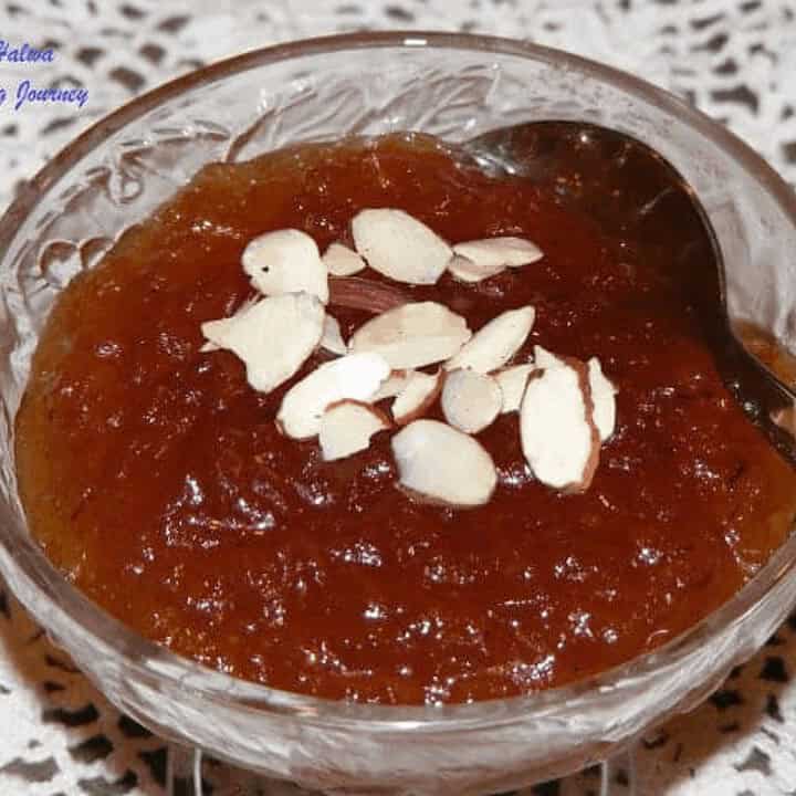 Apple Halwa in a glass bowl - Feature Image