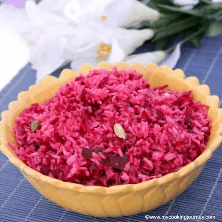 Beetroot Rice in a bowl - Feature Image